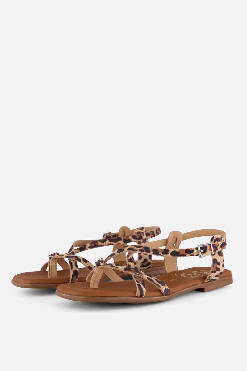 Oh My Sandals Leopard Sandalen beige Leer - Maat 39