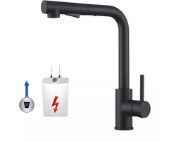 Keukenkraan - Met Uittrekbare Uitloop - Badkamer Kraan - Handdouche Met Slang - Uittrekbaar - Mengkraan - Zwart - RVS
