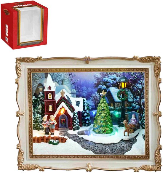 Luville Kerstverlichting Christmas picture frame - 24x10x20 cm - Polystyreen - Wit
