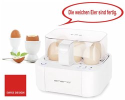 Emerio Smart Eierkoker EB-115560.12 - Drie gaarstanden, met spraakuitvoer (duits), Wit