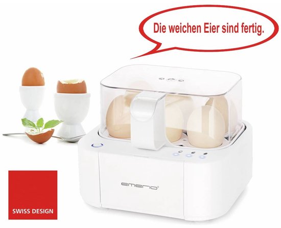 Emerio Best egg cooker EB-115560 cooks all three cooking settings [soft| medium|hard] in just one cooking process with perfect result and voice command, unique in technology and design, model 2022