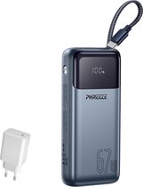 Batterie externe Phreeze 67 W 20 000 mAh avec câble de charge rapide USB-C fixe – Chargeur rapide USB-C 65 W inclus – Compatible avec MacBook, iPhone et Samsung