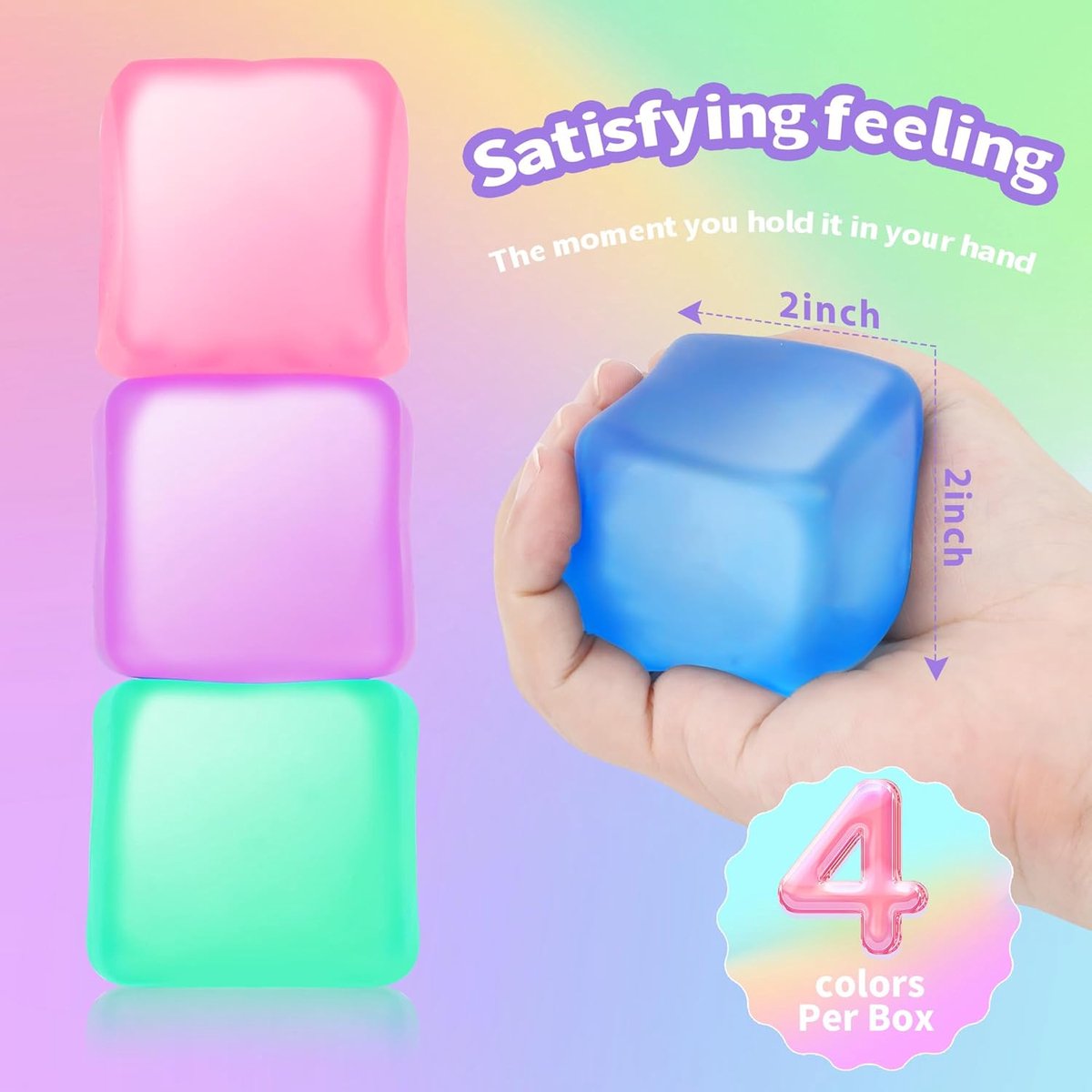 YALiya Jouets Anti-Stress Jouets à Presser Cube Mini Presser de Glaçons Bleus TPR Bloc de Glace Transparent Cube Mou Balles Anti-Stress Élastiques Bleues Jouet,pour Enfants et Adultes
