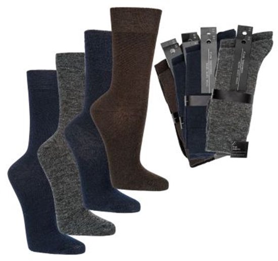 Chaussettes Diabète pour femmes | chaussettes pour hommes taille 43-46 | forfait de réduction groupée | 12 paires | chaussettes en laine | mélange de couleurs | planche sans pression | coutures des orteils sans pression