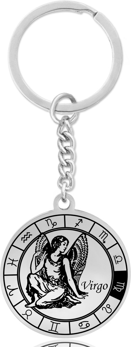 Sterrenbeeld Maagd (Virgo) Sleutelhanger – Spiritueel Cadeau van Roestvrij Staal – Zilverkleurig – Pax Amare