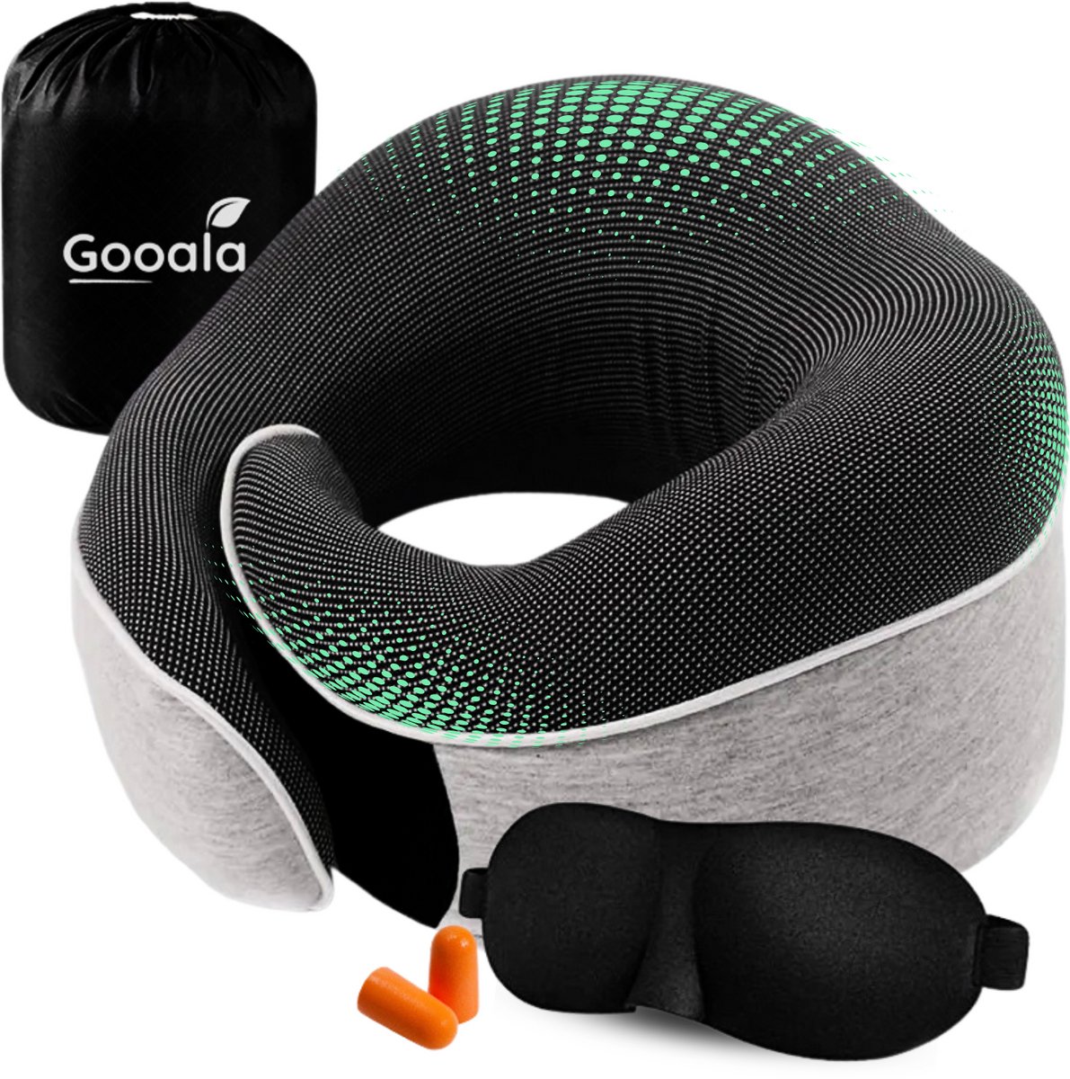 Bol.com Gooala®- Nekkussen - Luxe Reiskussen Set - Traagschuim - Vliegtuig & Auto - Oordoppen en Slaapmasker aanbieding