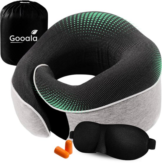 Gooala®- Nekkussen - Luxe Reiskussen Set - Traagschuim - Vliegtuig & Auto - Inclusief Oordoppen en Slaapmasker