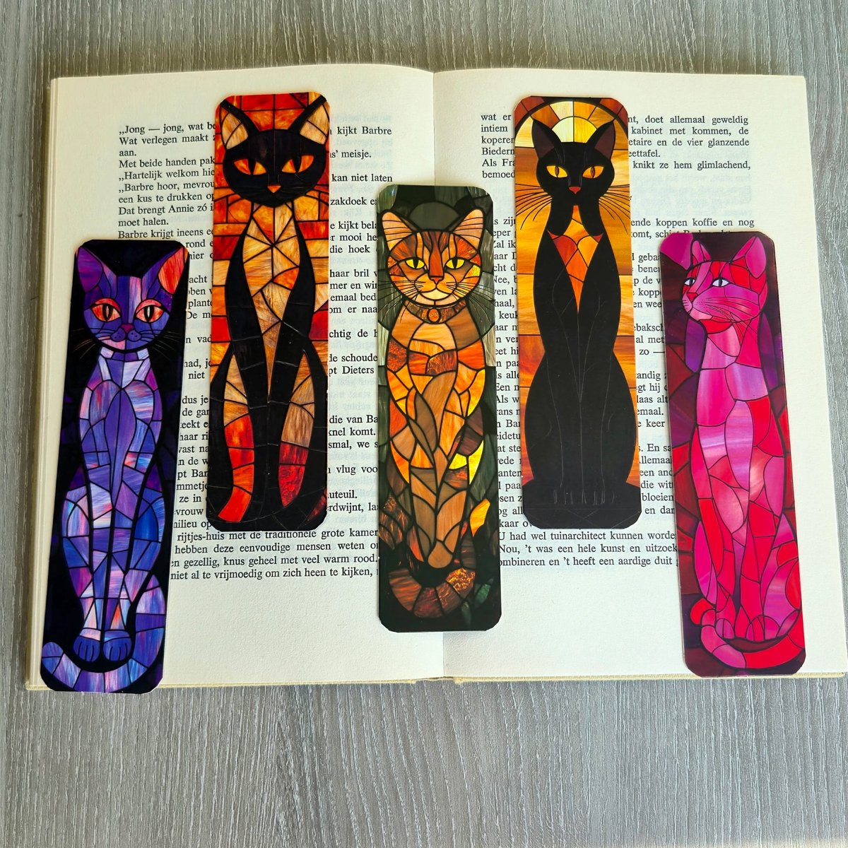ViWaDo Luxe Boekenleggers Set – 5 Stuks Katten Design – Boekenliefhebber Cadeau