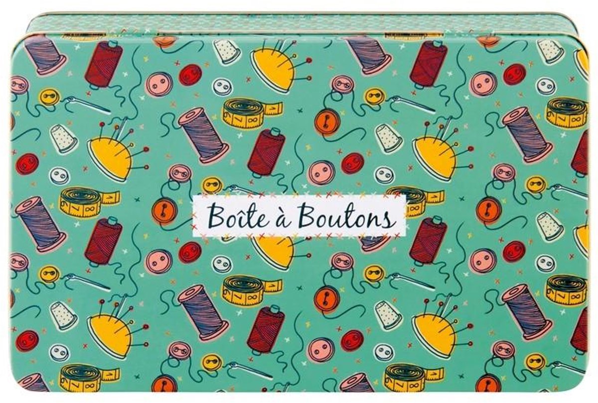 Derrière La Porte Opbergblik Knopen – Boîte à Boutons – Metaal – 22,5 x 14,5 x 5,5 cm – Lynda Corazza – Met Vakverdeling – ca. 1.795 ml