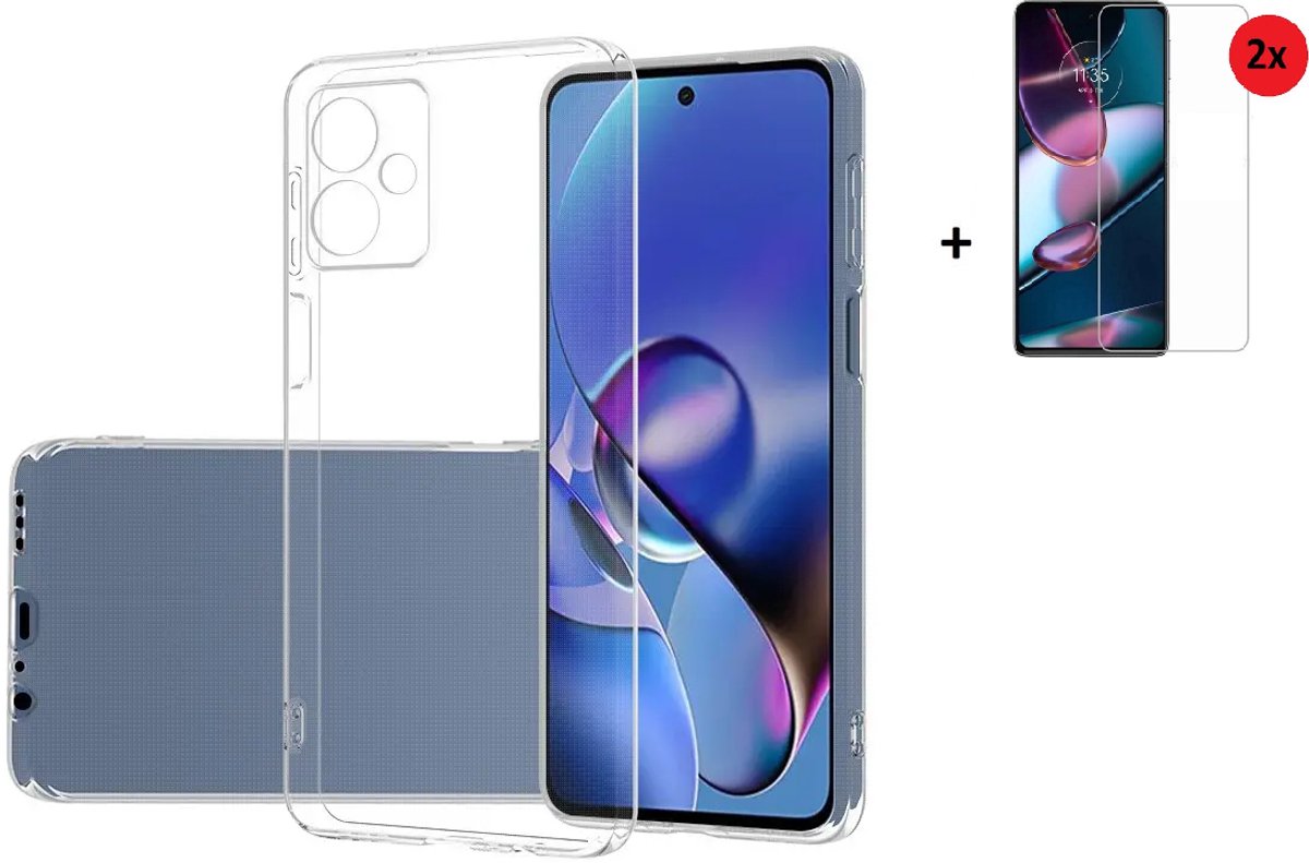 Pearlycase Hoesje Silicone Geschikt voor Motorola Moto G64 Transparant - Siliconen - Moto G64 Screenprotector - Hoesje Transparant Case + Screenprotector 2x