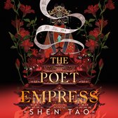 Couverture du livre "The Poet Empress" de Shen Tao. Une image rouge et noire avec un palais, des fleurs et une figure portant le texte "The Poet Empress Shen Tao".