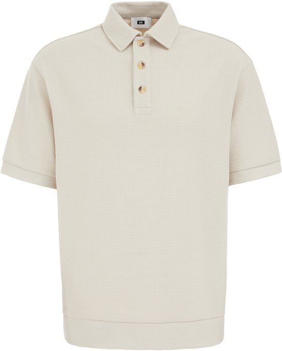 WE Fashion Heren Loose fit polo met structuur