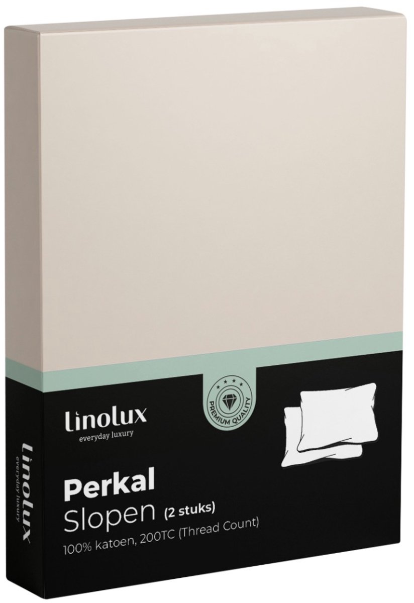 Linolux Kussensloop Katoen Perkal Natural 2x 60x70