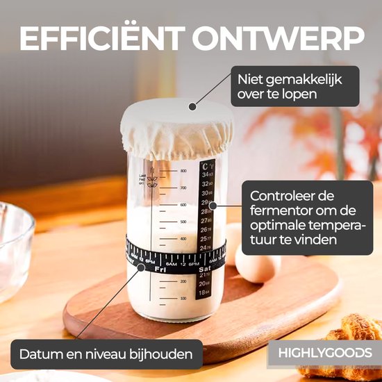 Vergisters, zuurdesem Starter Jar Kit Dekselset, 1000 ml Herbruikbare