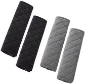 Gordelhoezen - 4 Stuks - Gordelkussen - Gordelbeschermer - Gordel Hoes - Schouderhoezen - Auto Gordelhoes - Schouderhoes - Auto Gordel Beschermer - Universele - Zwart+Grijs - 27cm