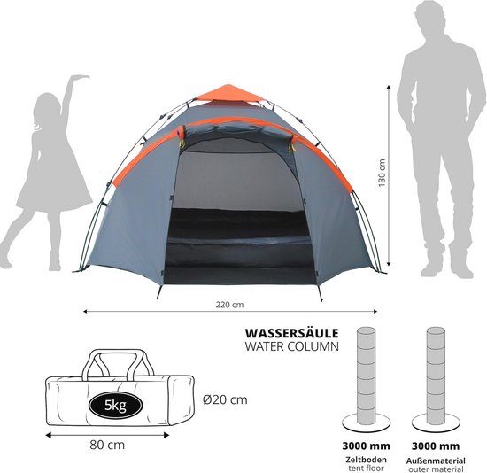 Ruim Waterdichte Pop Up Tent voor 3-4 Personen - Ultralichte Familie Tent voor Camping, Festivals en Reizen van Merkloos — afbeelding 2