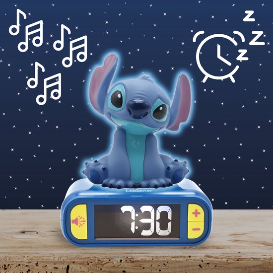 Réveil avec veilleuse Stitch en 3D