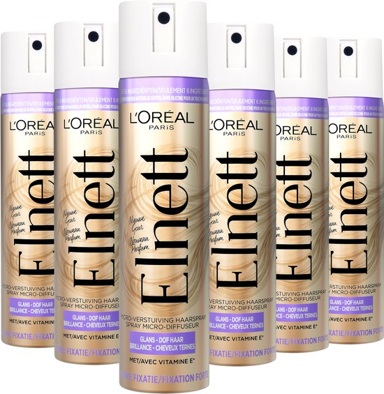 L'Oréal Paris Elnett Laque Brillance - Pour cheveux ternes - Avec Vitamine E - 6x 75ML