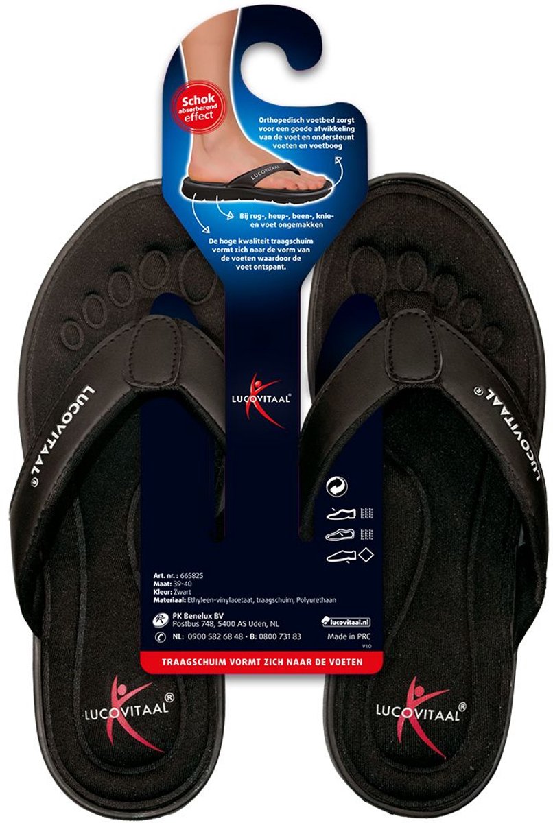 Lucovitaal Slipper Orthopedisch 43-44 Zwart Hanger (1 paar)