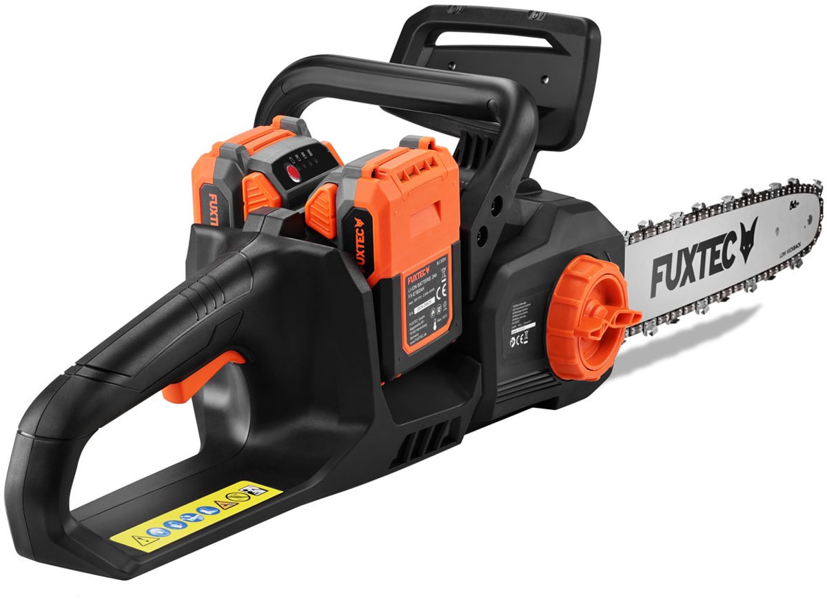 Snoerloze kettingzaag 2x20V - FUXTEC FX-E2KSSET - 35cm zaaglengte, batterijen & dubbele lader