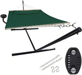 Bol.com Vita5 Hangmat met Standaard en Spreidstok – 2 Persoons – incl. Bekerhouder - Afneembaar kussen – uv-bestendig – Groen aanbieding