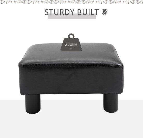 HOMCOM voetenbank - afveegbaar - waterbestendig - zwart