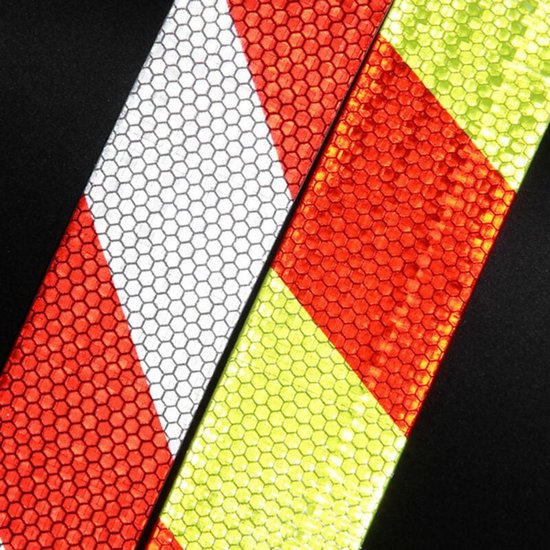Reflecterende stickers - 5 cm brede glanzende ster rode en witte keperstof - 3 meter lang - reflecterende carrosseriestickers - serge reflecterende strips - reflecterende automarkeringen - rood en wit van Merkloos — afbeelding 4