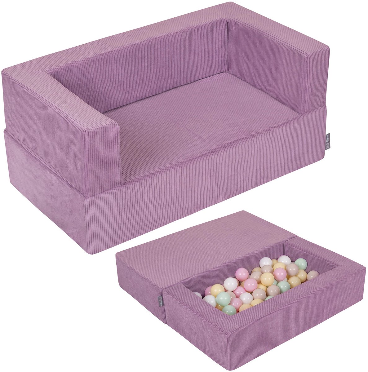 KiddyMoon Kinderbank En 100 Ballen/7Cm Voor Kinderen Zachte Schuimstof Sofa Licht Modulaire Sofa Veelzijdig Afneembare Hoes Perfect Om Te Spelen Leren En Ontspannen, Paars