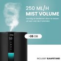 Zwarte AirKing luchtbevochtiger met 250 ML/H mist volume en slaapstand.