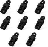 8 Stuks - Zeilklemmen - Dekzeilclips - Zeilclip voor Afdekzeil - voor luifels, buitententen, caravanluifels - zwart - 7.8*2.3CM - kunststof