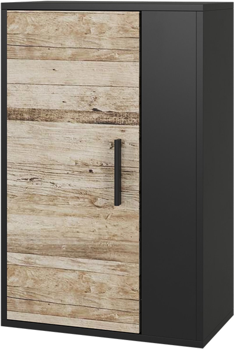 Vicco Berno Wandkast – 50.1 x 78.4 cm met 2 compartimenten Eik zwart/zand