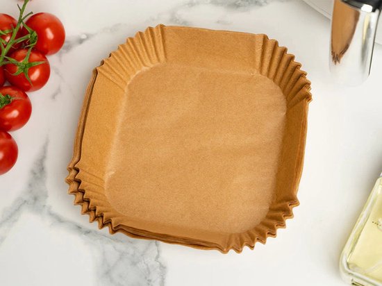 Airfryer bakpapier- Vierkant - 50 stuks- BPA Vrij-Geschikt voor airfryer XL &XXL