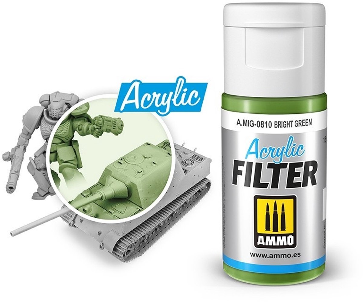 AMMO by Mig Jimenez Modelbouwdecoratie - MIG 0810 Acrylic Filter Bright Green - 15ml Effecten potje