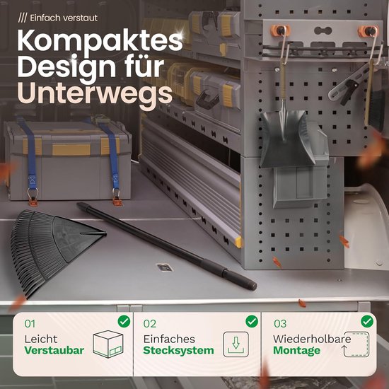 Novatool 2X Bladhark met telescopische steel tot 152 cm, bladveger met 30 kunststof tanden, harkwerkbreedte 75 cm, bladhark, tuinbezem, gazonhark, hark, tuinbezem, tuingereedschap zwart van Novatool — afbeelding 5