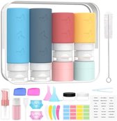 ST TRADING 26 Stuks Reisflessen Set voor Toiletartikelen - 3.4 oz/2.1 oz, Siliconen, Lekvrij, TSA-goedgekeurd, Inclusief Labels en Accessoires
