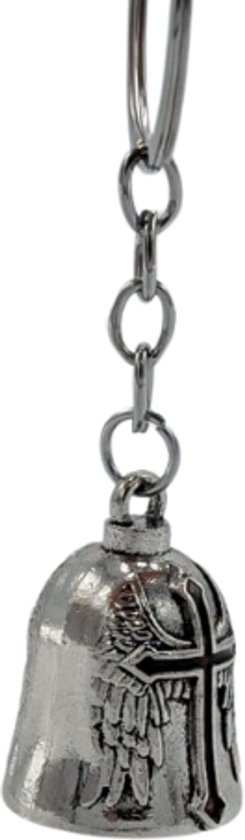 Grand X - Bell Guardian - Faith - Argent - Gremlin Bell - Porte-clés - Porte-clés Moto - Cloche Porte-Bonheur Moto - Pendentif Sac - Foi