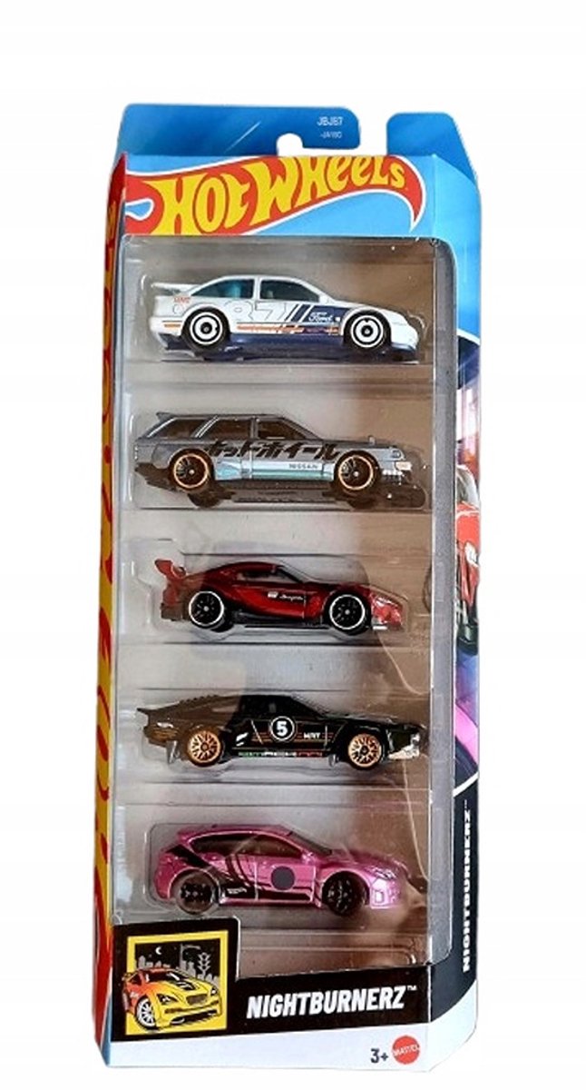 HOT WHEELS 5 CARS IN BOX NIGHTBURNERZ HW 2024 (Supra GR, Sierra Cosworth, Nissan Maxima, Subaru WRX STI)