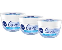 NIVEA Care Bodycrème - Crème Voor gezicht, handen en lichaam - 24 uur lang intensieve voeding - Voordeelverpakking: 3 x 100 ml