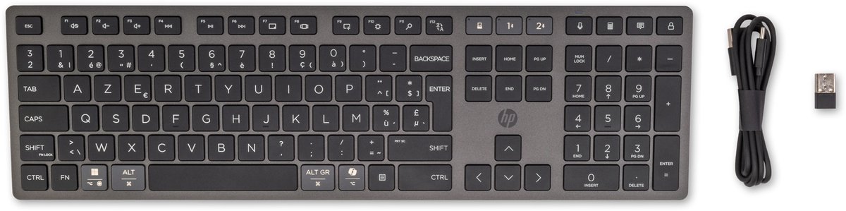 HP 720 Multi-Device Rechargeable Wireless Keyboard- AZERTY- ISO Enter- Zwart