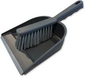 Stoffer en blik kunststof - grijs - duurzaam gerecycled PP - voordelige set - rubberen lip