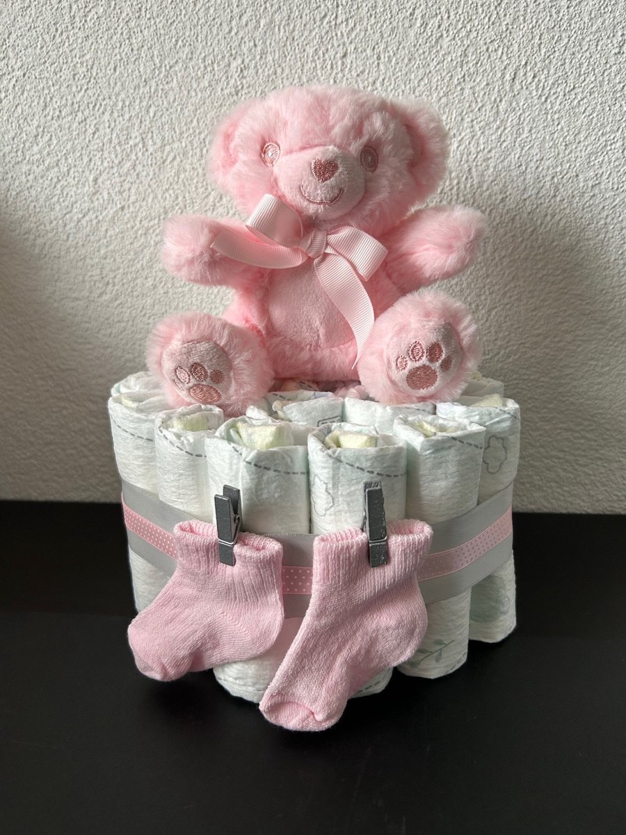 1-Laags Luiertaart Beertje SoftTouch Roze Meisje