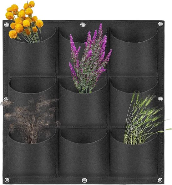 Ibenzoa® Verticale Tuinplantenzakken, 9 Stukken, 50x50cm, Vilt, Buiten- en Binnengebruik van Ibenzoa — afbeelding 2