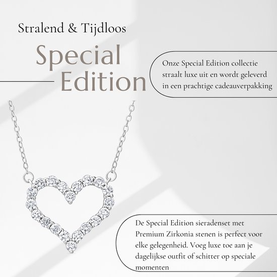 Collier Juwelium Love Heart en Argent S925, réglable de 40 à 45 cm, avec cristaux de zircone, dans un coffret à bijoux de Luxe – Cadeau Perfect pour femme, petite amie, mère ou fille.