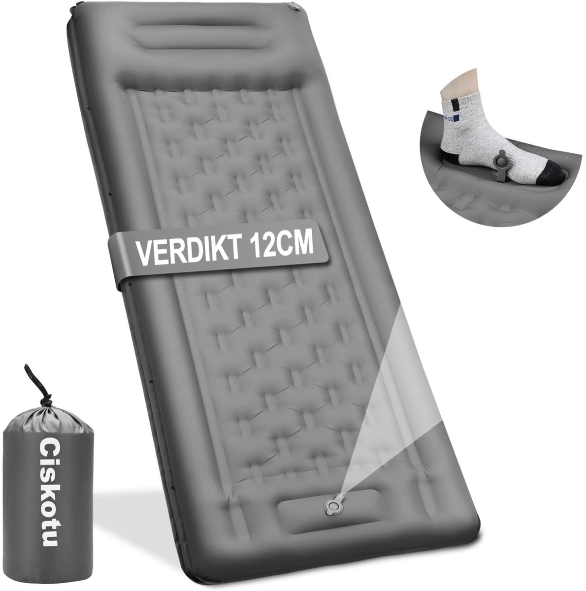 Zelfopblazende slaapmat voor kamperen Basic 60 cm 1 persoon