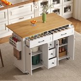 Bol.com Learnlogic Multifunctionele keukenwagen met uitklapbaar werkblad 120×65 cm uitbreidbaar met 5 laden kasten kruiden- & ha... aanbieding