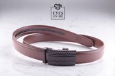 Ceinture en cuir marron sans trous avec boucle automatique pour homme (modèle N031)