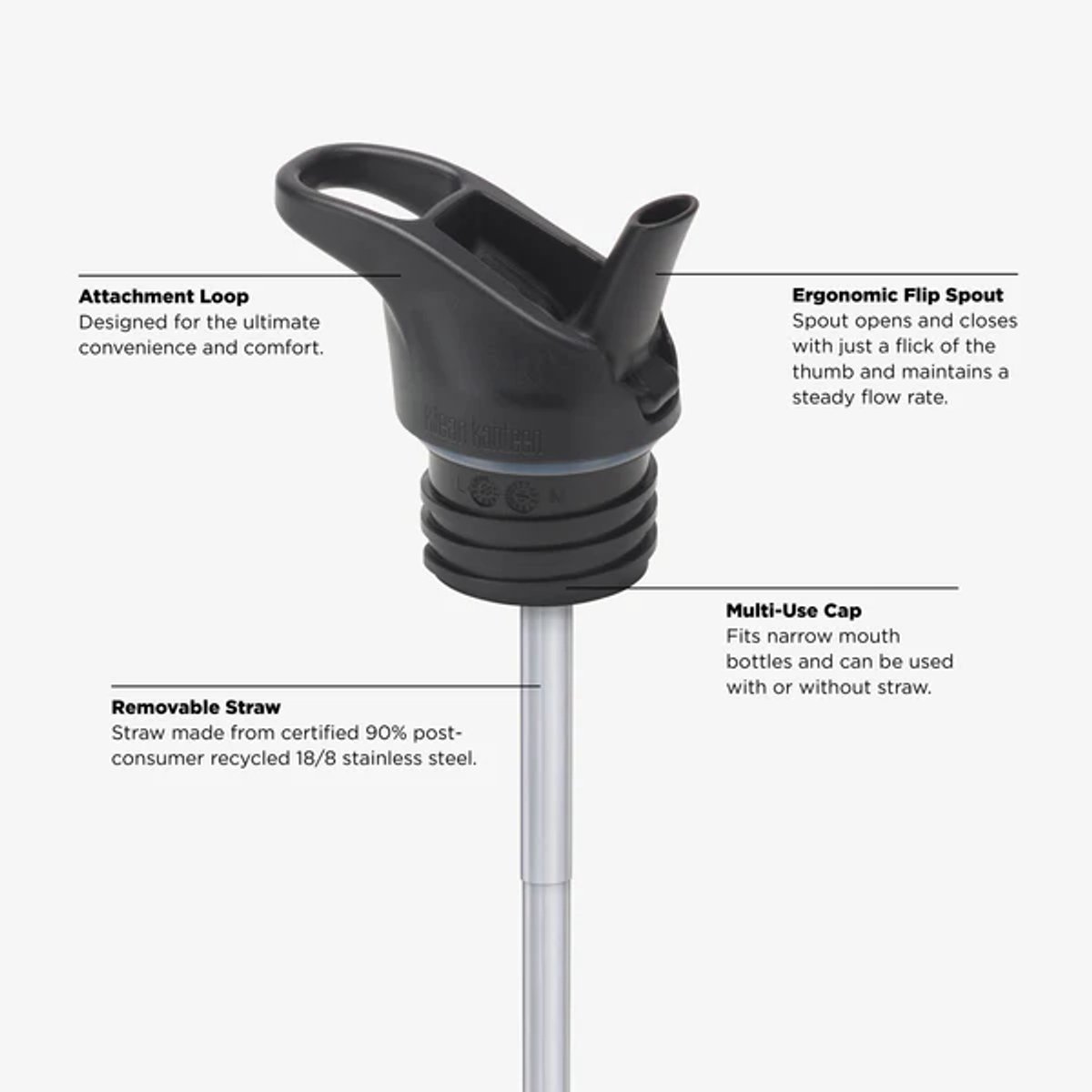 Klean Kanteen Kid Kanteen Classic Insulated 355ml - Flip Sport Cap Owlet- drinkfles kids - met RVS rietje thumbnail 3