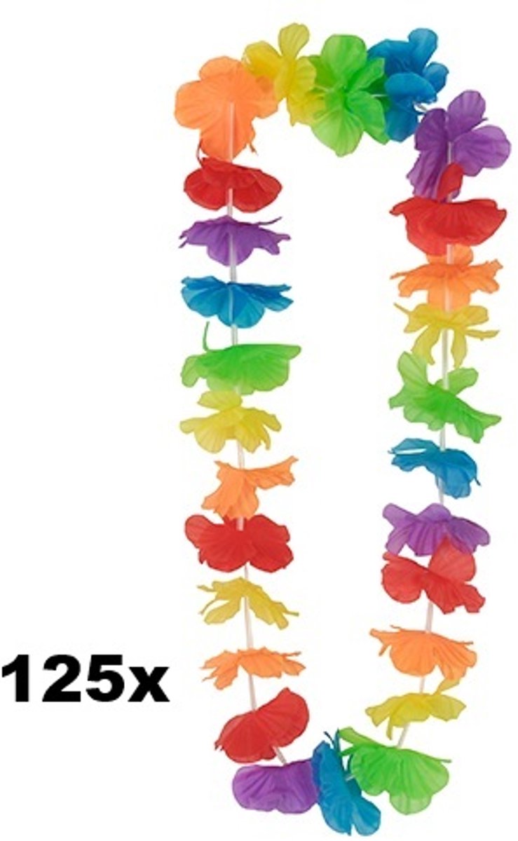 125x Hawai kransen regenboog bont - hawai krans hawaii slinger tropical thema feest festival