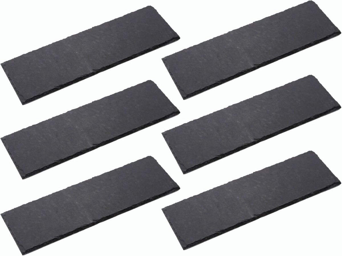 6x leisteen borden I rechthoekig I 30x10x0,4 cm I sushi serveerborden onderzetters kaasplank tafel plaats leisteen servies