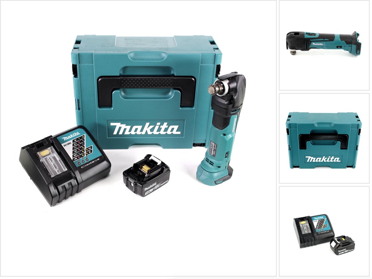 Makita DTM 51 RF1J 18V Li-Ion snoerloos multifunctioneel gereedschap in Makpac + 1x 3.0 Ah Li-Ion accu + snellader